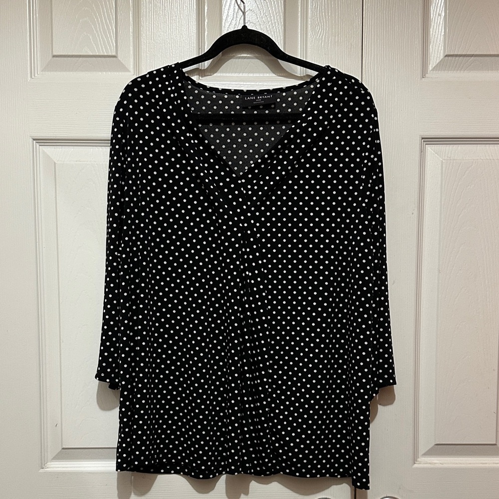 Lane Bryant Black and White Polka Dot Blouse